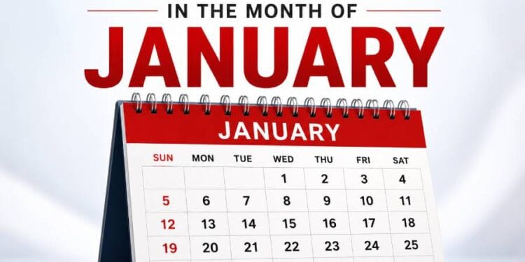 All important days in the month of January with a clean January calendar