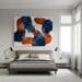 Modern wall art for bedroom interior with abstract canvas above bed