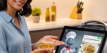 AI-powered kitchen gadgets in a modern kitchen setup for smarter cooking