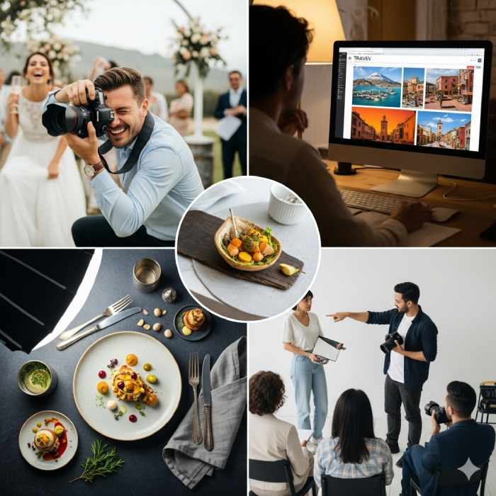 Freelance photographer earning money by selling photos online