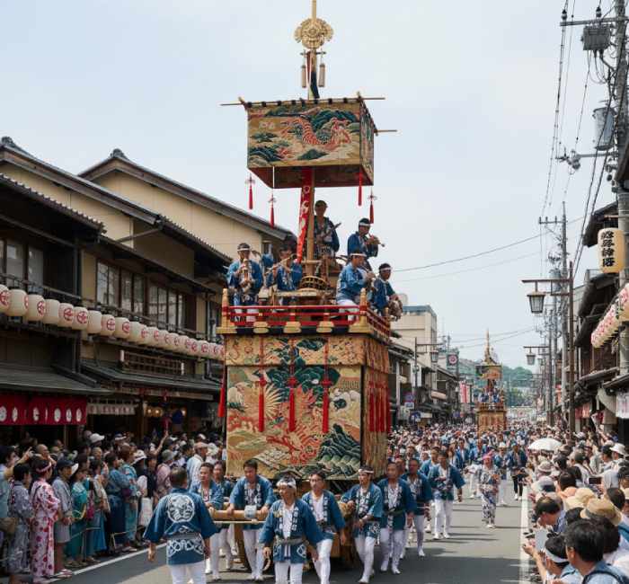 Traditional float parade at Gion Matsuri, Japan’s famous summer festival in Kyoto