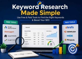 SEO keyword research process using free and paid tools to discover search terms, analyze competition, and improve website rankings