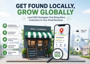 Small business using local SEO strategies to improve local search rankings, attract nearby customers, and increase store visits and leads.