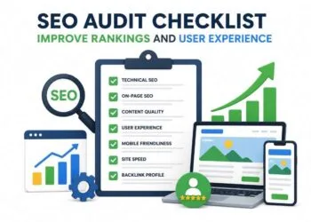 SEO audit checklist for improving website rankings and user experience by analyzing technical SEO, on-page SEO, and site performance issues.