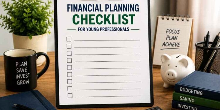 A practical financial planning checklist to help young professionals budget effectively, build savings, invest wisely, and create long-term financial security