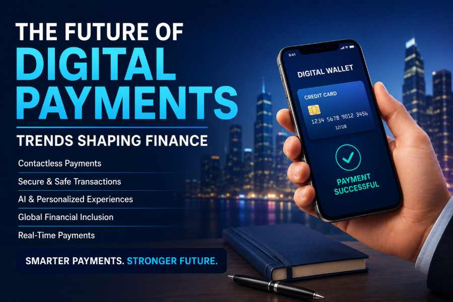 Digital payments trends with mobile wallet technology, cashless transactions, and modern financial innovations