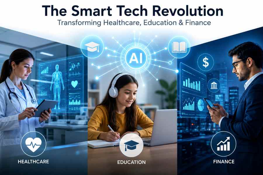 Smart technologies transforming healthcare, education, and finance