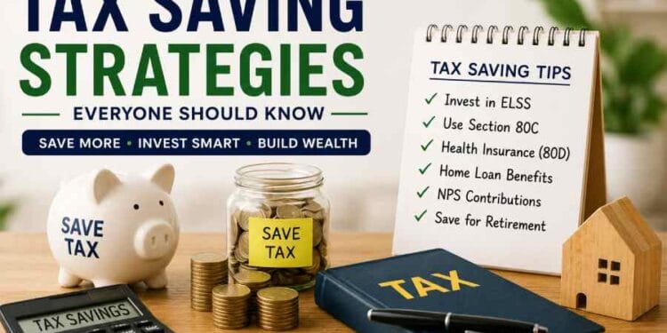 Tax saving strategies with budgeting, investments, savings, and financial planning concepts