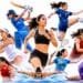 Female athletes competing in cricket, football, tennis, basketball, boxing, swimming, badminton, gymnastics, and athletics on a clean white background, representing the rise and growing popularity of women's sports.