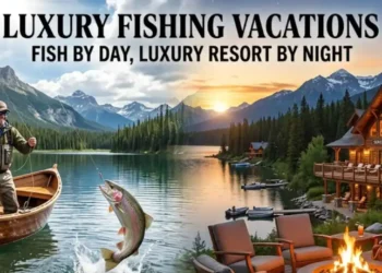 Luxury fishing vacation resort and yacht