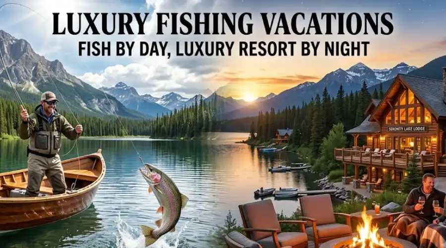 Luxury fishing vacation resort and yacht